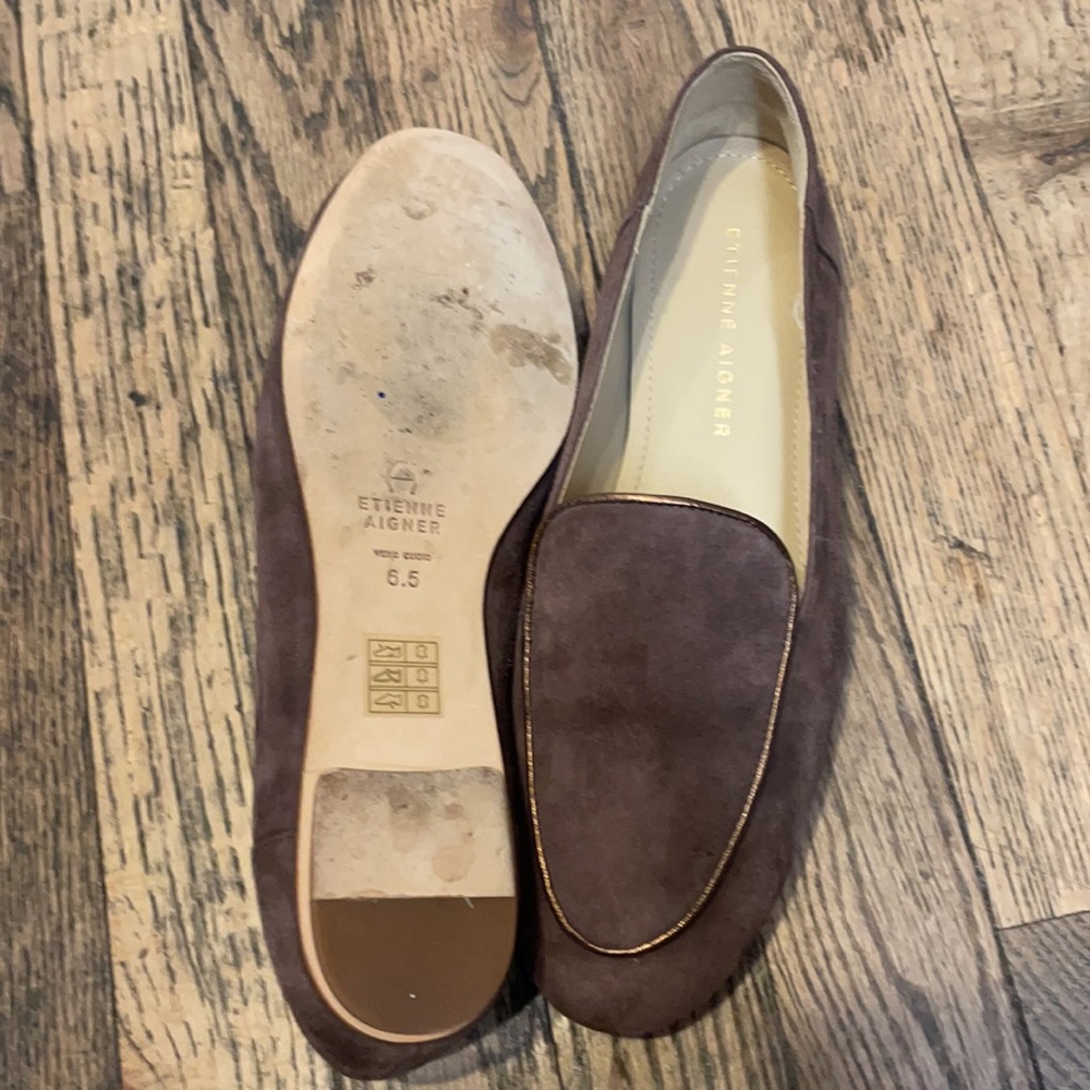 Etienne Aigner brown/taupe velvet loafers size 6.5 - Picture 7 of 7